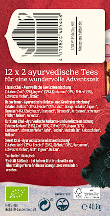 Adventskalender 2026, 24 ayurvedische Tee's, 1 St