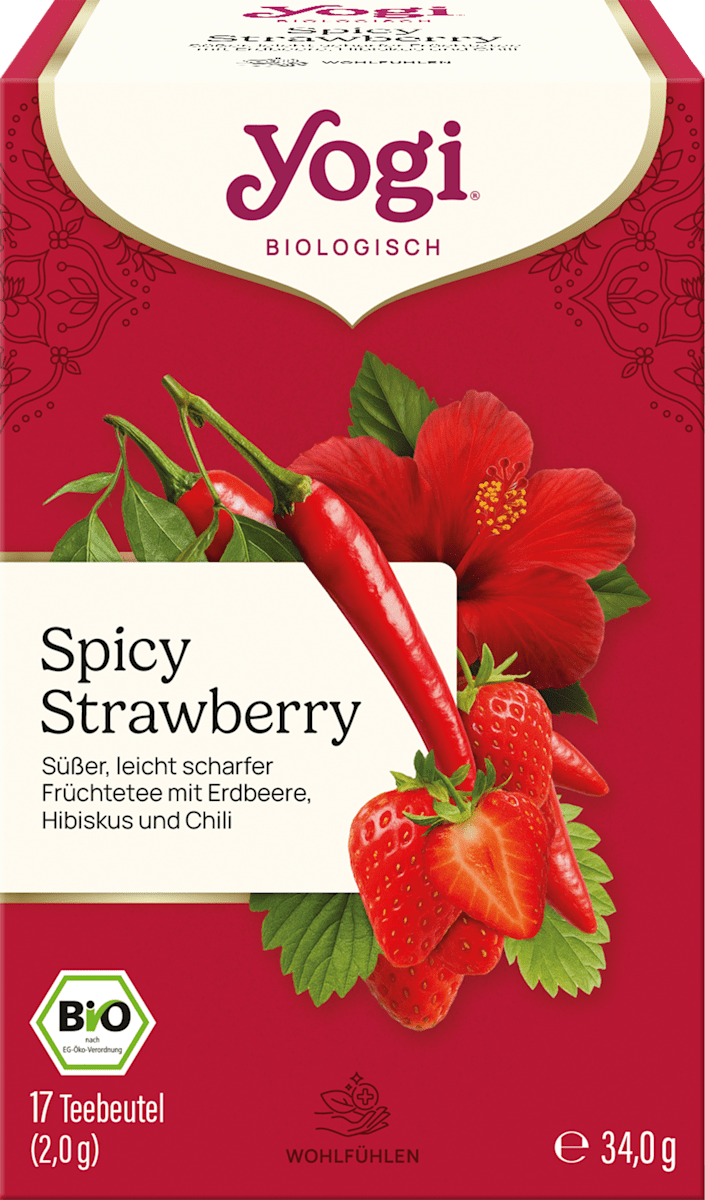 YOGI TEA Früchtetee, Spicy Strawberry mit Erdbeere, Hibiskus & Chili (17 Beutel), 34 g
