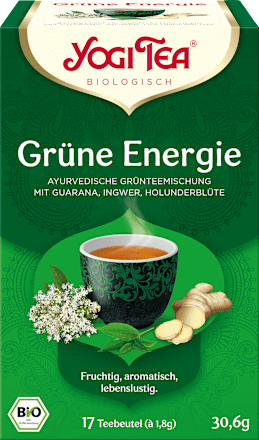 Groene thee "Green Energy" met guarana, gember en vlierbloesem (17 theezakjes), 30,6 g