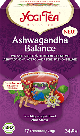 Kruidenthee "Ashwagandha Balance" met Ashwagandha, Acerolakers &amp; Passiebloem (17 theezakjes), 34 g