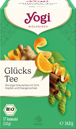 Kräutertee "Glücks Tee" mit Zimt, Hopfen & Orangenschale (17 Beutel), 34 g