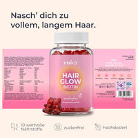 Haarvitamine Hair Glow Biotin I B12 + 8 Essentials Gummies (45 Stück), 121 g