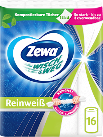 Keukenrol Wisch&amp;Weg zuiver wit (16x45 vellen), 16 stuks