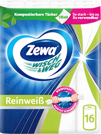 Keukenrol Wisch&amp;Weg zuiver wit (16x45 vellen), 16 stuks