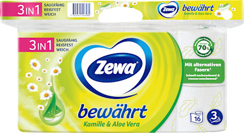 Toiletpapier bewezen kamille 3-laags (16x150 vellen), 16 stuks
