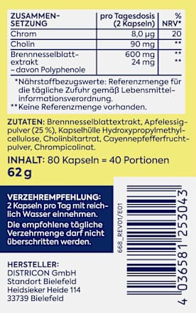Apfelessig + Brennnessel Kapseln 80 St, 62 g