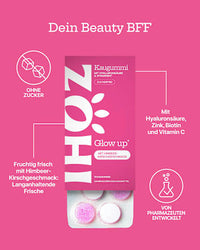 Kaugummi, Glow up Himbeer-Kirsche, zuckerfrei, 10 St